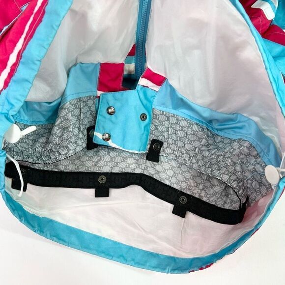 DC Exotex 5000 Ski Jacket Womens Medium Blue & Red Striped Lined Full Zip Hooded - Picture 9 of 12